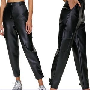 Aritzia Wilfred Free Black Vegan Leather Modern Cargo Pants